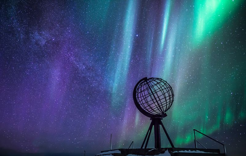 Aurora boreală deasupra Capului Nord