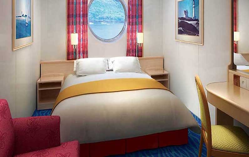 Каюта с окном "Mid-Ship Oceanview Porthole Window Stateroom"