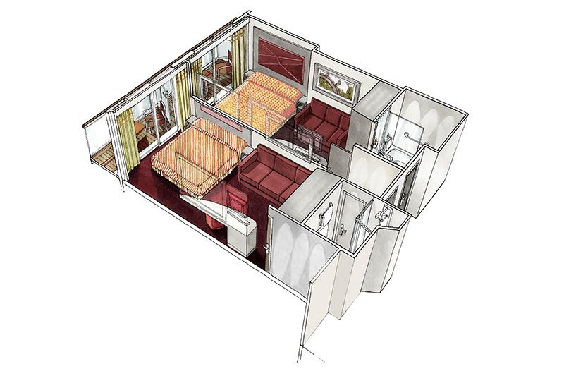 Каюта с балконом "Family Balcony" (17 м² + balcony 5 м²)